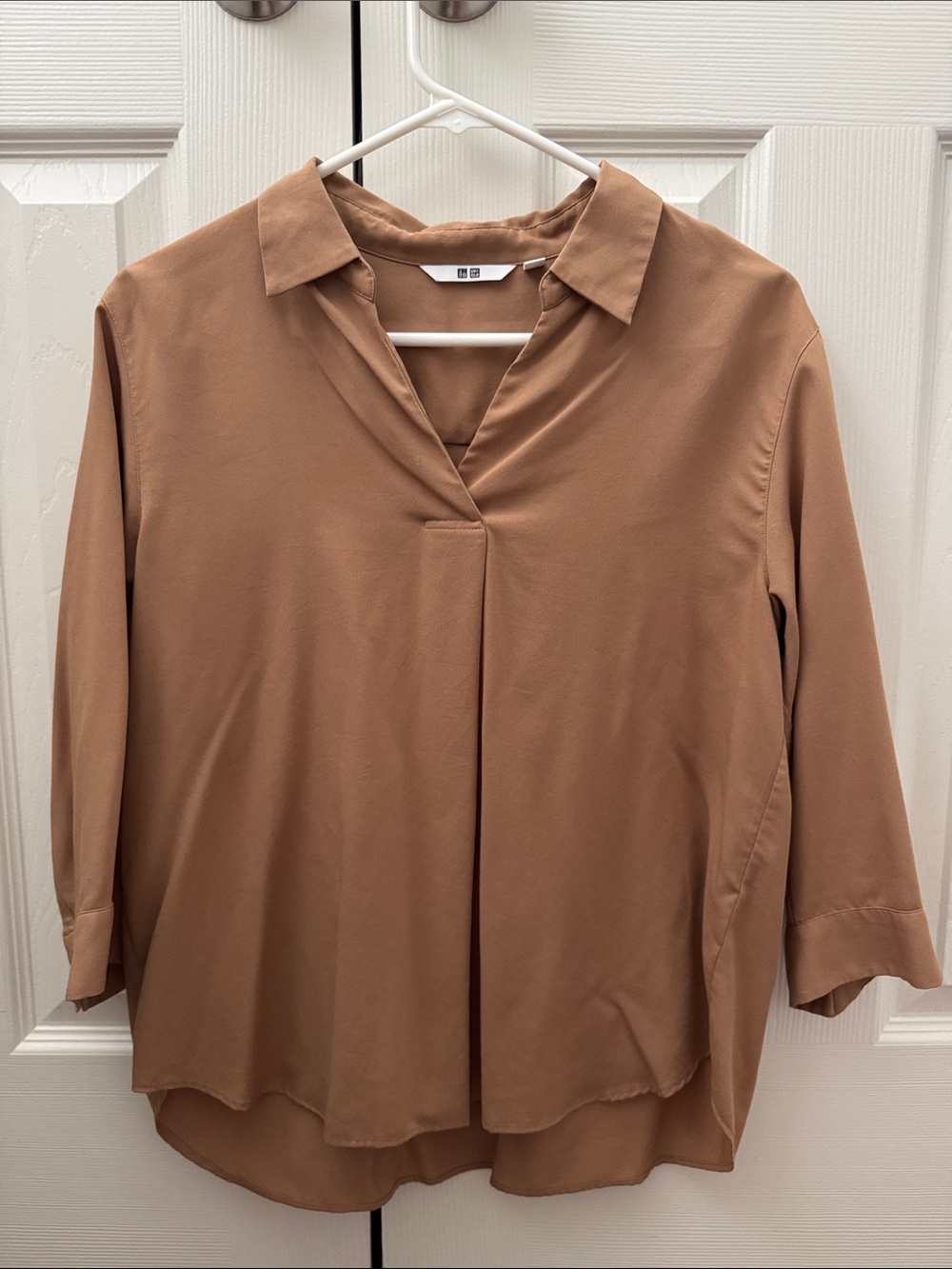 Uniqlo Relaxed Collared V-Neck Tunic - Tan